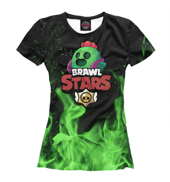 Футболка для девочек с изображением Brawl Stars - Spike цвета Белый