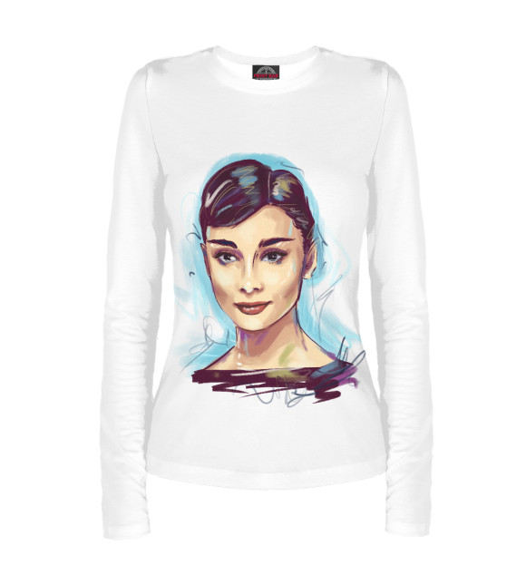 Женский лонгслив с изображением Audrey Hepburn цвета Белый