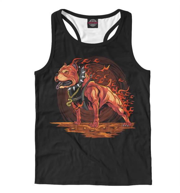 Мужская майка-борцовка с изображением Питбуль цвета Белый