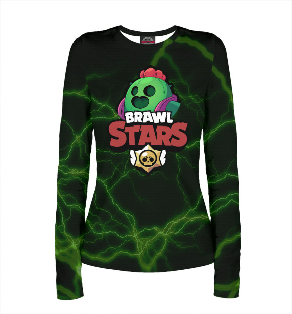 Женский лонгслив с изображением Brawl Stars: Spike цвета Белый