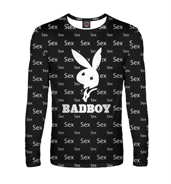 Мужской лонгслив с изображением Bad boy цвета Белый