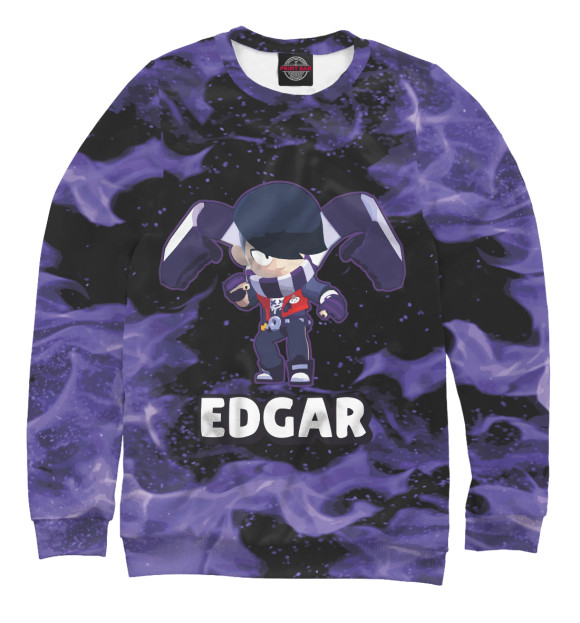 Мужской свитшот с изображением Edgar Brawl Stars цвета Белый