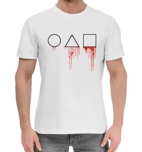 Мужская хлопковая футболка с изображением Blood Game цвета Белый