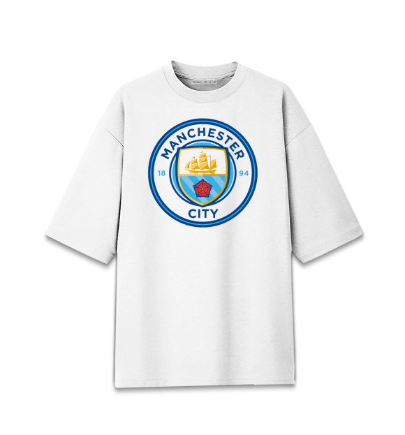 Женская футболка оверсайз с изображением Manchester City цвета Белый