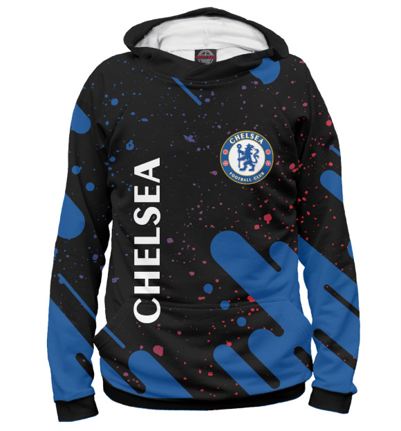 Мужское худи с изображением Chelsea F.C. / Челси цвета Белый