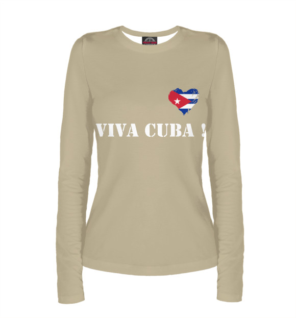 Женский лонгслив с изображением Viva Cuba! цвета Белый