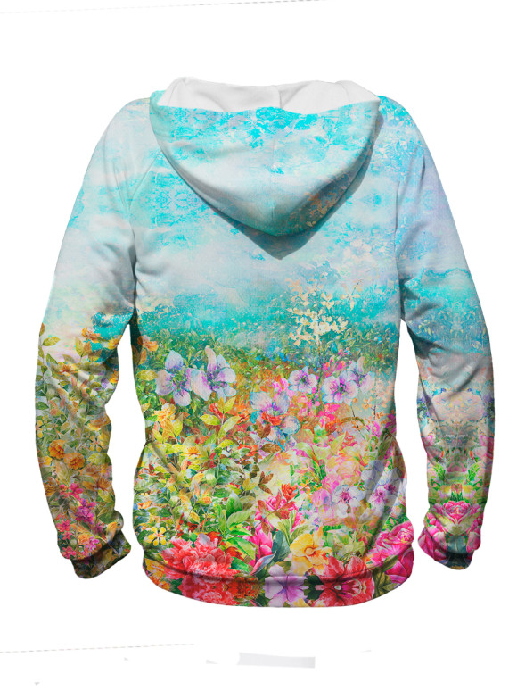 Мужское худи с изображением Цветы цвета Белый