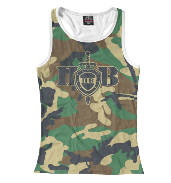 Женская майка-борцовка с изображением Пограничные Войска цвета Белый