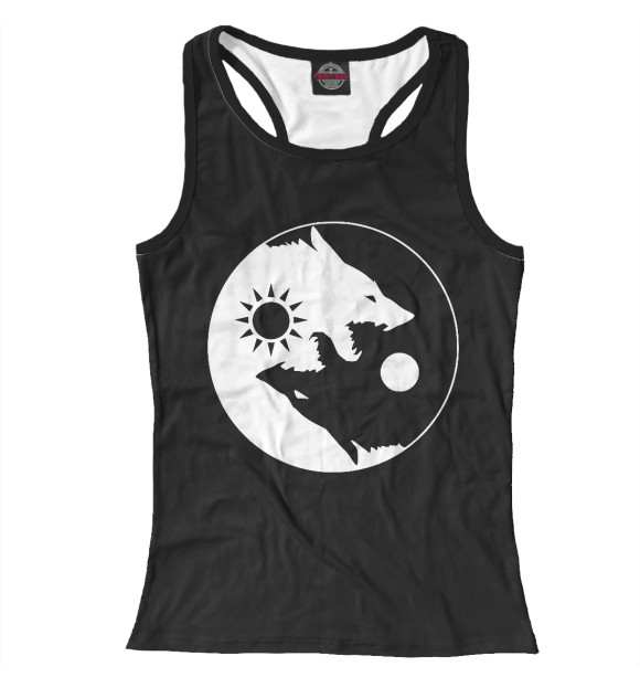 Женская майка-борцовка с изображением Волки (Инь-Янь) цвета Белый