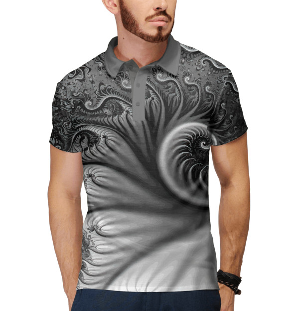 Мужское поло с изображением Floral 3D spiral / Vanguard цвета Белый