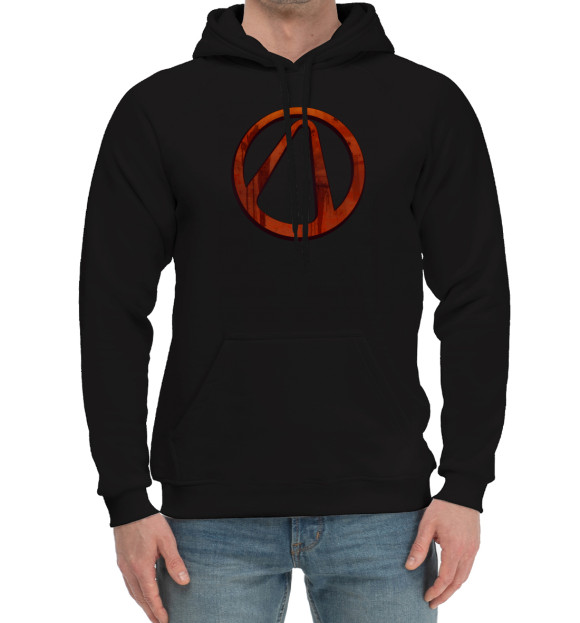 Мужской хлопковый худи с изображением Borderlands Vault Symbol цвета Черный