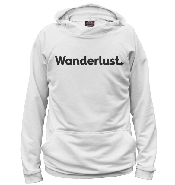 Женское худи с изображением Wanderlust цвета Белый