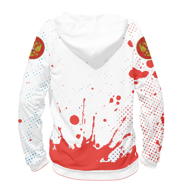 Мужское худи с изображением Россия Sport - Герб цвета Белый