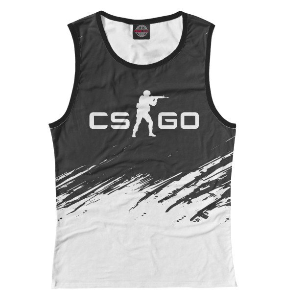Женская майка с изображением CS GO (Контр Страйк) цвета Белый