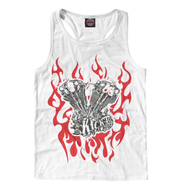 Мужская майка-борцовка с изображением Байкер цвета Белый