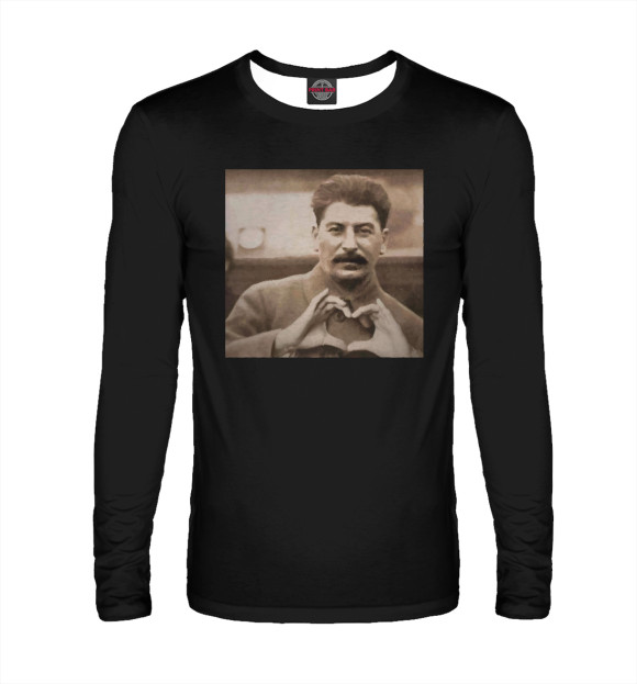 Мужской лонгслив с изображением Сталин - Love цвета Белый