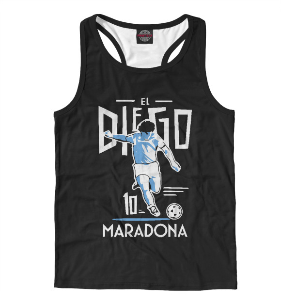 Мужская майка-борцовка с изображением Диего Марадона цвета Белый