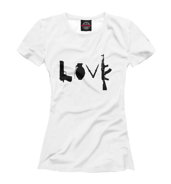 Женская футболка с изображением Banksy LOVE цвета Белый