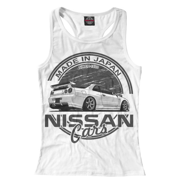 Женская майка-борцовка с изображением Nissan цвета Белый