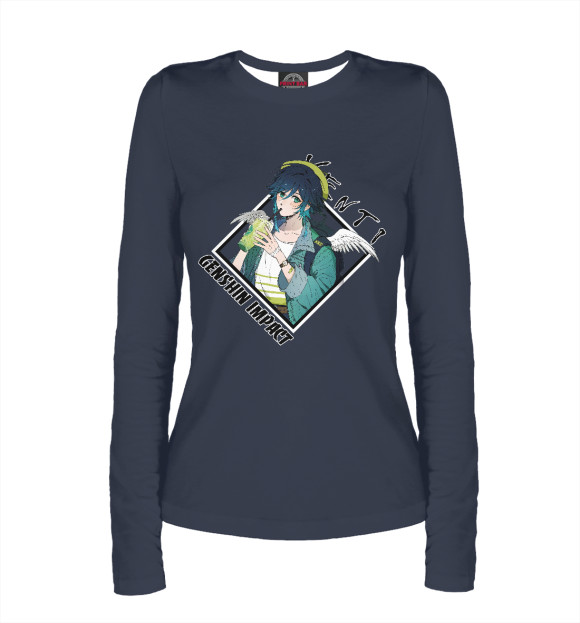 Женский лонгслив с изображением Венти. Геншин импакт цвета Белый