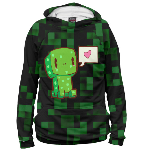 Женское худи с изображением Minecraft Creeper цвета Белый