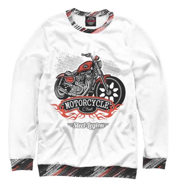 Мужской свитшот с изображением Мотоцикл цвета Белый