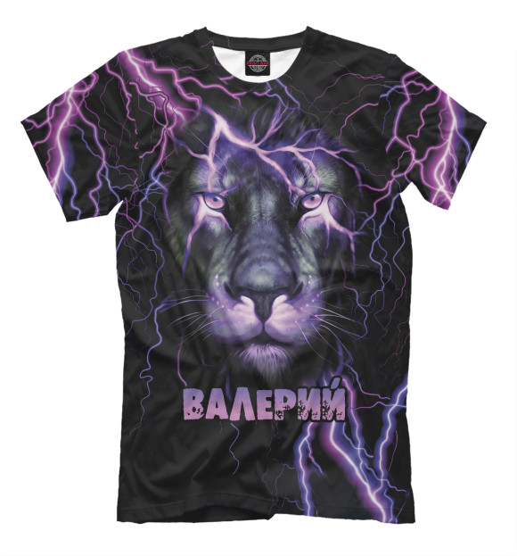 Мужская футболка с изображением Неоновый лев Валерий цвета Белый