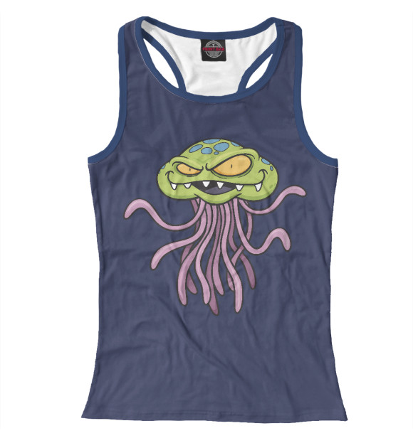 Женская майка-борцовка с изображением Злая осьминожка цвета Белый