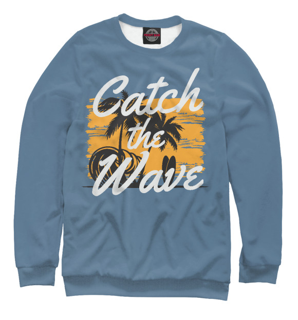 Женский свитшот с изображением Catch the wave цвета Белый