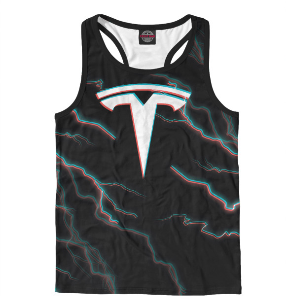 Мужская майка-борцовка с изображением Tesla цвета Белый