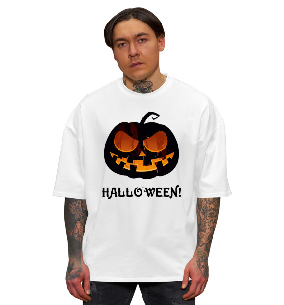 Мужская футболка оверсайз с изображением Pumpkin цвета Белый
