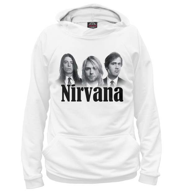 Мужское худи с изображением Nirvana цвета Белый
