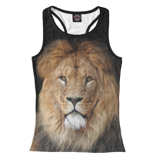 Женская майка-борцовка с изображением Лев цвета Белый