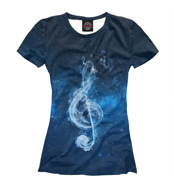 Женская футболка с изображением Космическая музыка цвета Белый