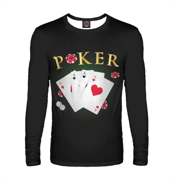 Мужской лонгслив с изображением Покер цвета Белый