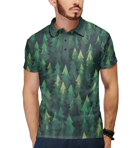 Мужское поло с изображением Simple forest цвета Белый