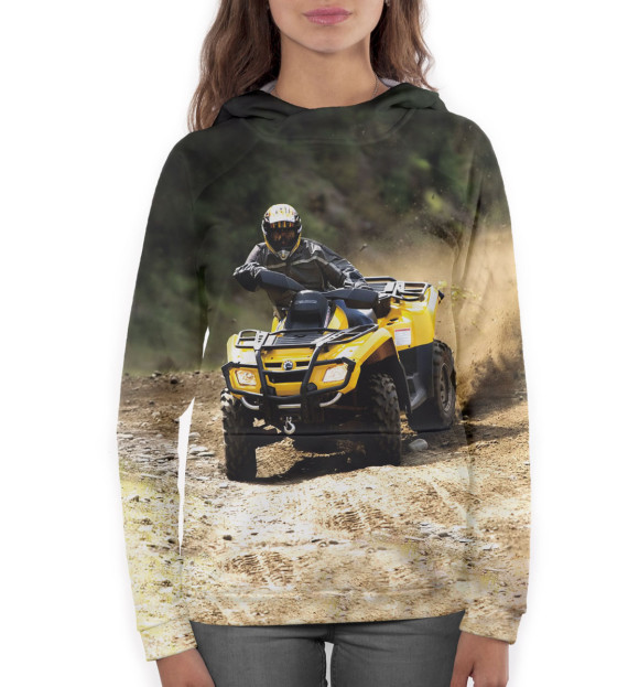 Женское худи с изображением Квадроцикл цвета Белый