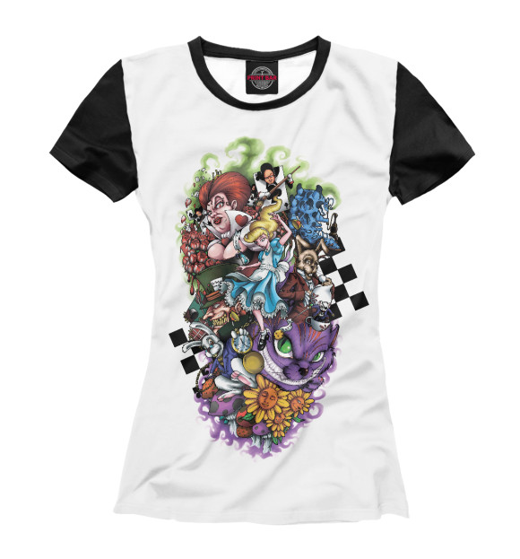 Женская футболка с изображением Alice in Wonderland цвета Белый