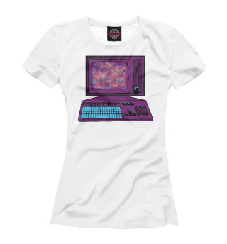 Женская футболка Компьютер с космосом