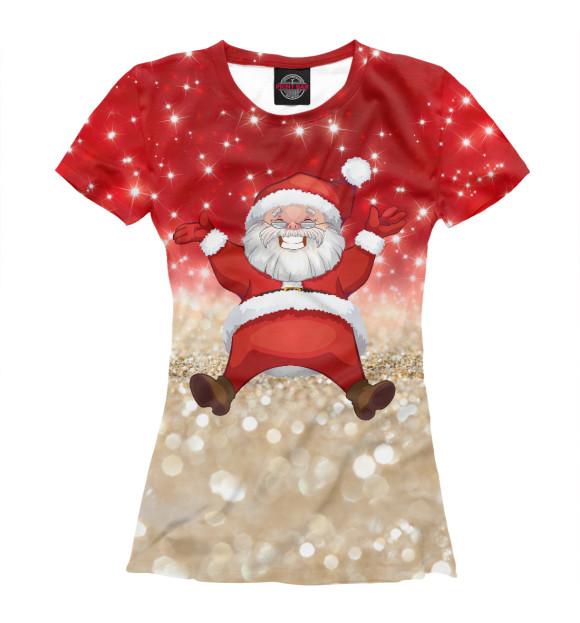 Женская футболка с изображением Санта в золоте цвета Белый