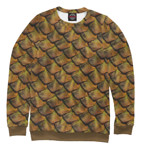 Мужской свитшот с изображением Чешуя динозавра цвета Белый