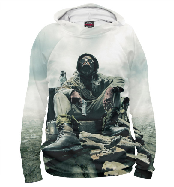 Мужское худи с изображением S.T.A.L.K.E.R. цвета Белый