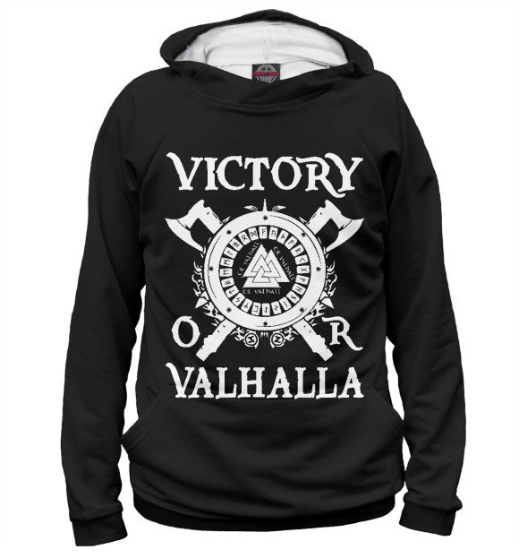 Мужское худи с изображением Victory or Valhalla цвета Белый