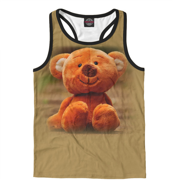 Мужская майка-борцовка с изображением Мишка цвета Белый