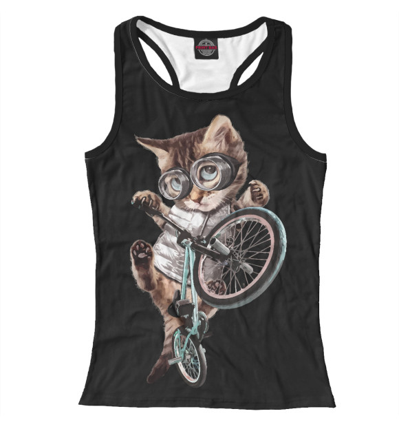 Женская майка-борцовка с изображением BMX Cat цвета Белый