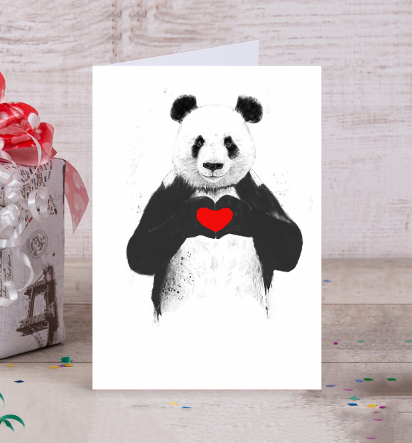 Открытка с изображением Панда цвета Белый