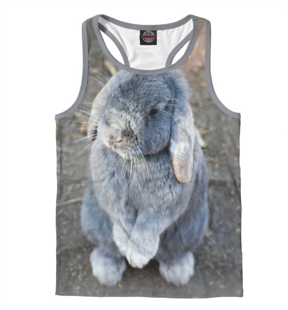 Мужская майка-борцовка с изображением Кролик цвета Белый