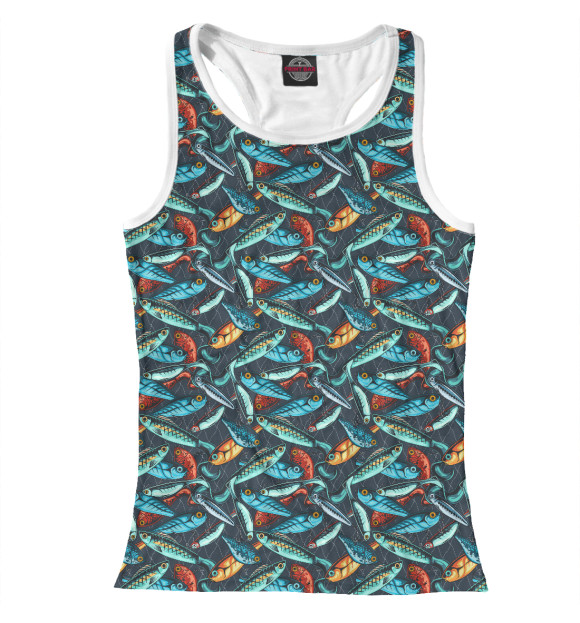 Женская майка-борцовка с изображением Воблеры цвета Белый