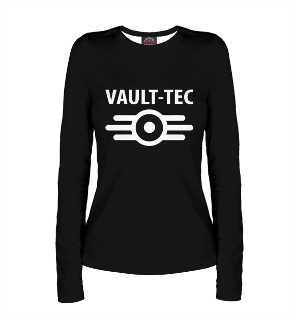 Женский лонгслив с притом Vault-Tec цвета Белый Женский лонгслив с изображением Vault-Tec цвета Белый