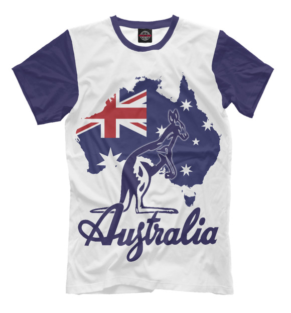 Мужская футболка с изображением Австралия цвета Молочно-белый